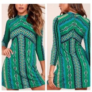 Free People Green Combo Stella Mini Dress Medium